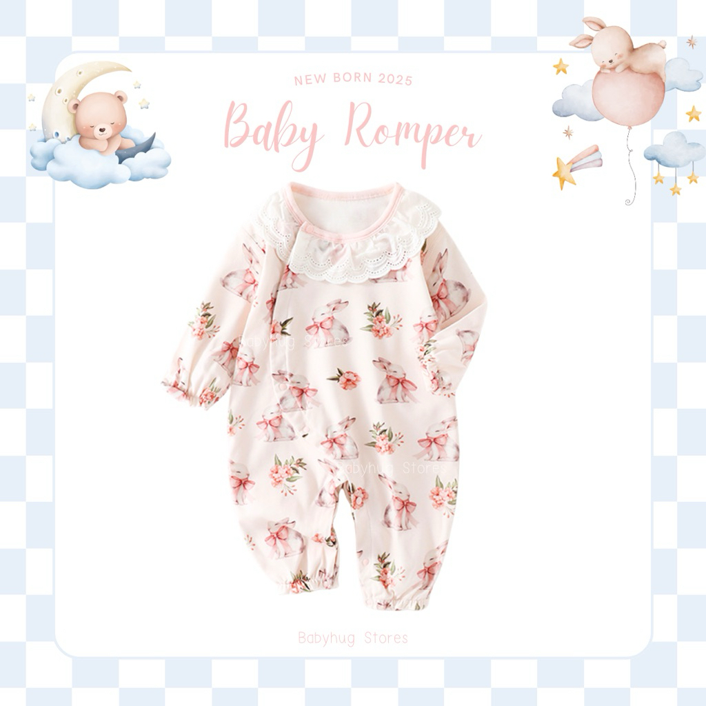 Babyhug 👶บอดี้สูทเด็กแรกเกิด รอมเปอร์เด็กทารก ฝ้ายเกรดพรีเมียม 100% ปลอดภัย ใส่สบาย 0-4เดือน  (Newborn Baby Romper)