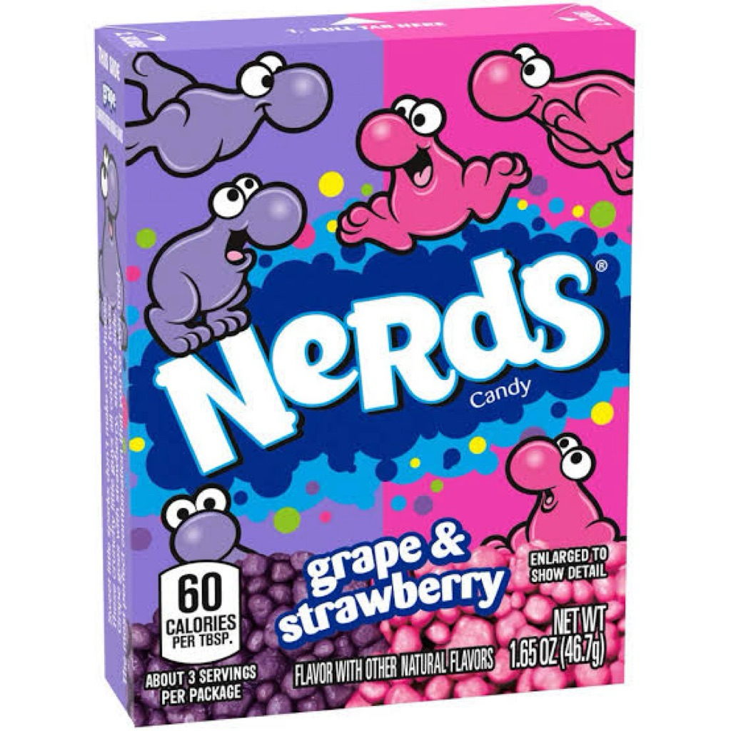 Nerds candy strawberry + grape 46g.  เนิร์ดส์ แคนดี้ รสสตอเบอรี่ องุ่น