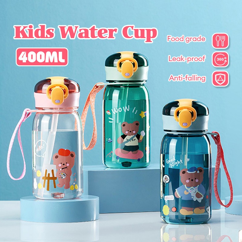 ขวดน้ำเด็ก 400ml กระติกน้ำ กระบอกน้ำพร้อมหลอด กระบอกน้ำดื่ม ขวดน้ำพกพา สำหรับเด็กไปโรงเรียน
