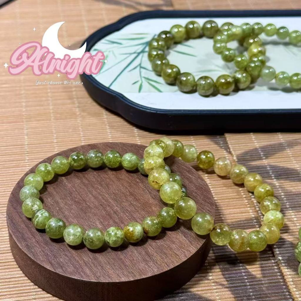 Green Garnet โกเมนเขียว โกเมนธรรมชาติ Tsavorite โกเมนสีเขียว สร้อยข้อมือ กำไลหินโกเมนสีเขียวแท้ 💯%
