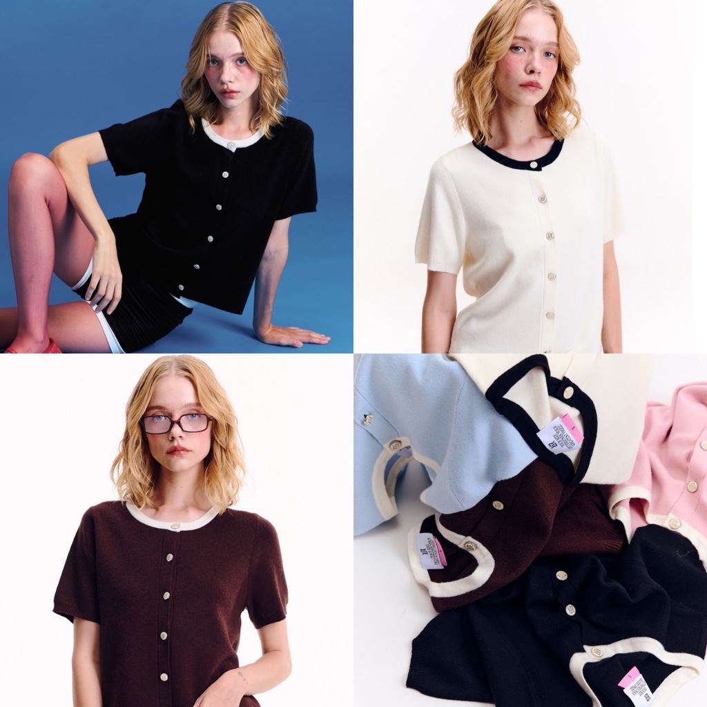 CHUUCHOP - (S-L) Ronnie Cardigan Ver.2 คาดิแกนทูโทนแขนสั้น (C8424)
