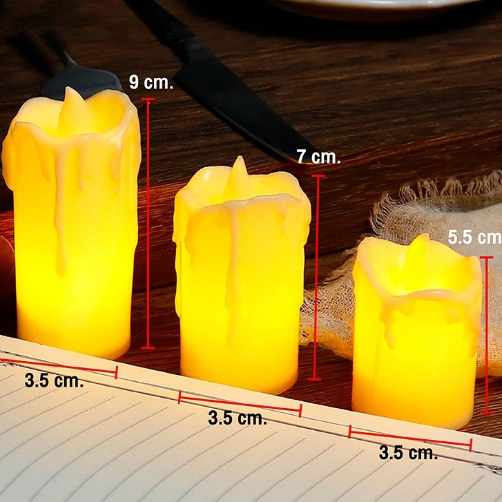 เทียน led candles เทียนใส่ถ่าน เทียนปลอม RP468 เทียนประดับ เทียนตกแต่ง ไม่ต้องเสียบปลั๊ก เทียนอิเล็กทรอนิกส์ ไม่ใช่ไฟฟ้า