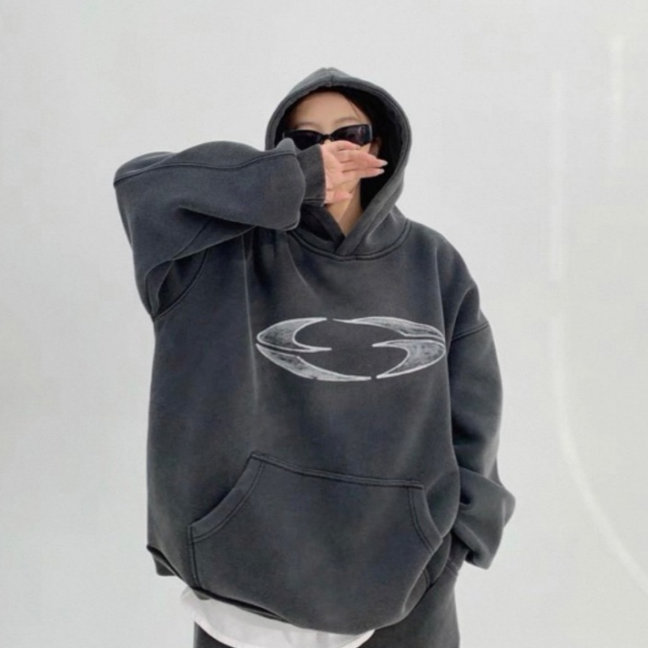 (สินค้าพร้อมส่ง)ฮู้ดโอเวอร์ไซส์ OISIS Vintage Oversized Hoodie ผ้าดีทรงสวยมาก