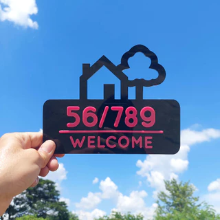 🏡ป้ายเลขที่บ้าน อะคริลิคดีไซน์น่ารักน่ารัก+แข็งแรงทนแดดทนฝน+เทปกาว2หน้าติดแน่นนนพร้อมติดตั้ง