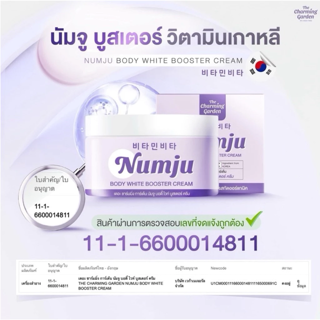 [แท้ 100%] Numju ครีมทาผิว/ครีมใต้วงแขน นัมจู ปรับผิวใส ผิวชุ่มชื้น thumbnail 7