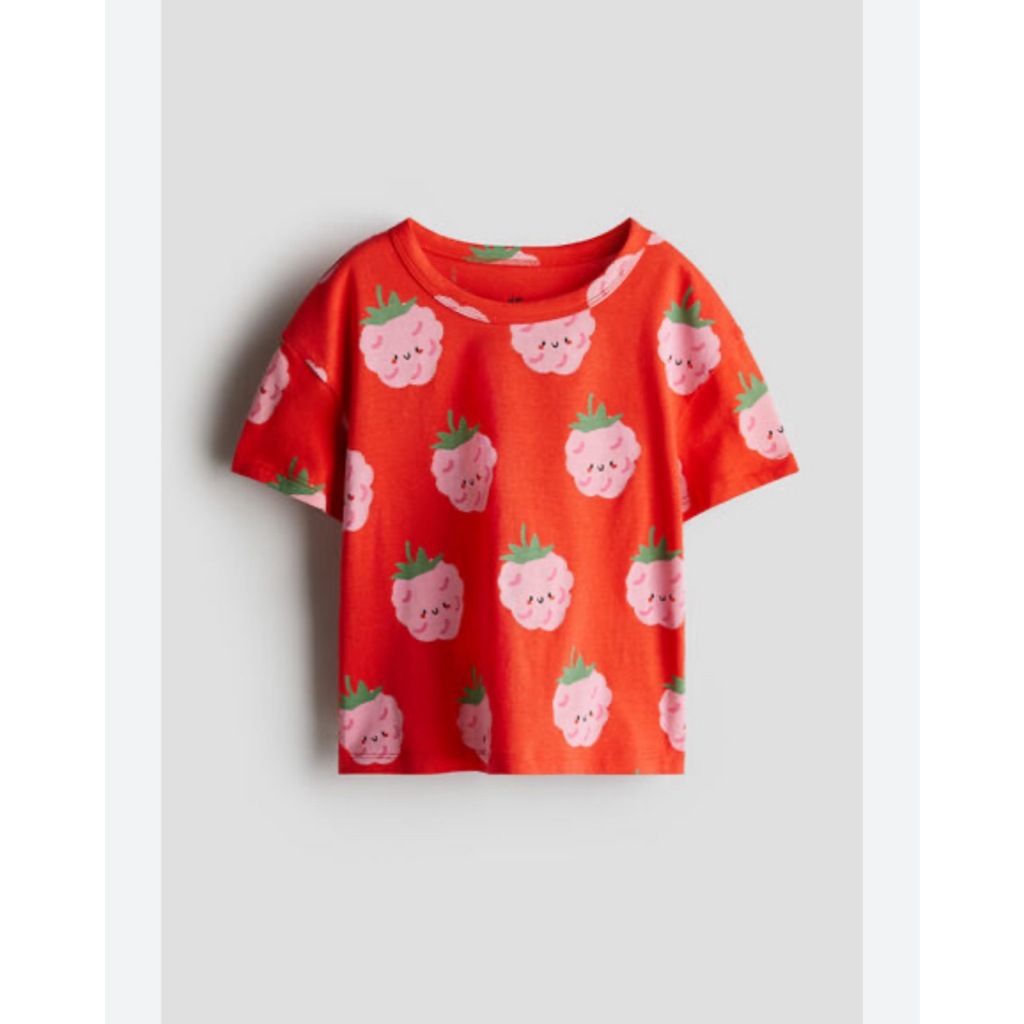 H&M เสื้อคอตตอล ลายดอกไม้ สีชมพู ไซด์ 4 เดือน -1.5 ปี ของใหม่ แท้ พร้อมส่ง