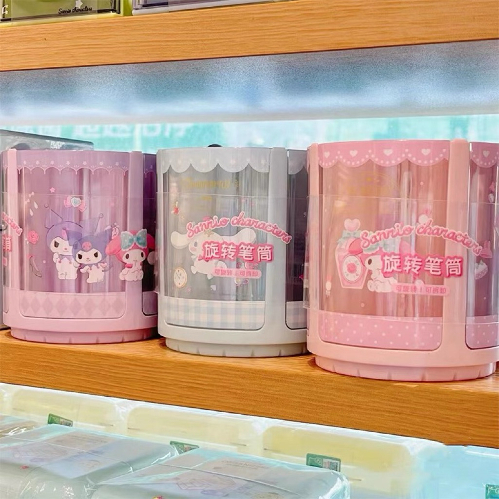 🎀พร้อมส่ง กล่องใส่เครื่องเขียน ปากกา หมุนได้ ลายซานริโอ้สุดน่ารัก ลิขสิทธิ์แท้ 💯