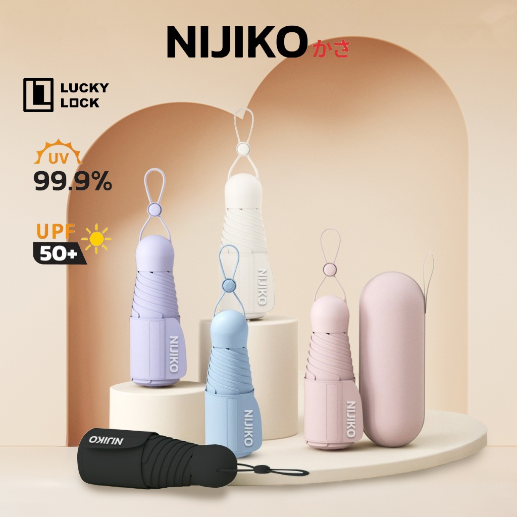 NIJIKO ร่มกันแดดกันฝนแบบพกพา รูปทรงแคปซูล ขนาดมินิ ป้องกัน UV 99.9% UPF 50+
