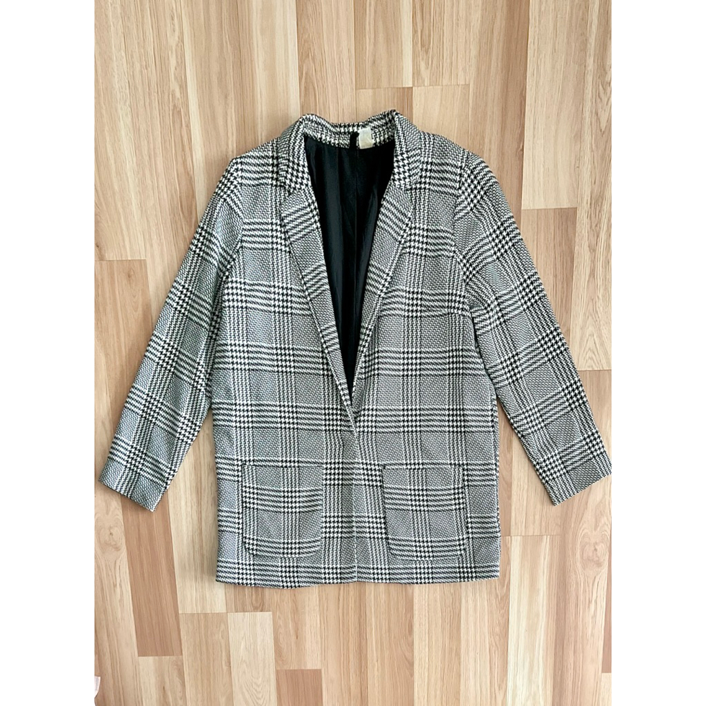 h&m blazerตารางขาวดำ