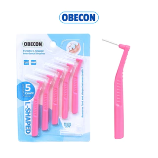 แปรงซอกฟัน OBECON (โอบีคอน) แปรงสำหรับคนจัดฟัน สีชมพู ขนแปรงนุ่ม 1แพ็ค P ขนาด : 0.6 mm มี 5ชิ้น