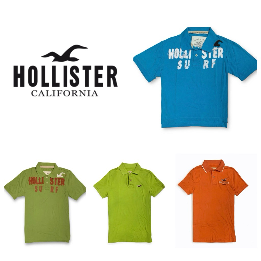 LU93 | Hollister เสื้อคอปกผู้ชาย เสื้อคอปกแขนสั้น