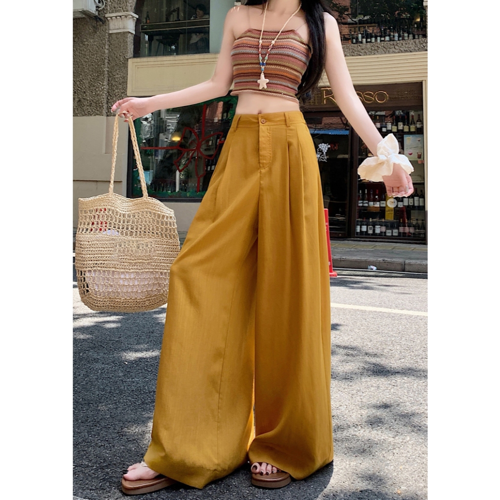 กางเกงขายาง กางเกงขากว้าง ทรงหลวม ใส่กับอะไรก็เริ่ด มีทั้งหมด4สี#91237 - รูปที่ 2