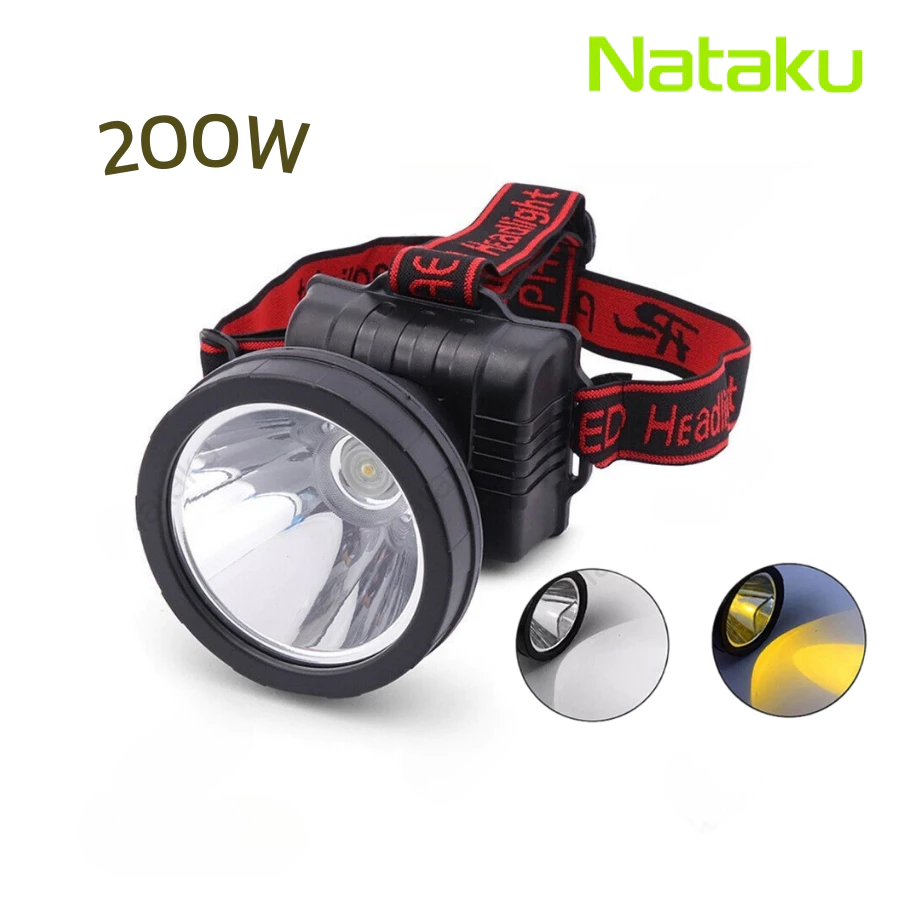 Nataku ไฟฉายคาดหัว ไฟส่องกบ ไฟฉายคาดหัวแรงสูง LED 200W ใช้ได้ 8 ชั่วโมง ปรับระดับได้