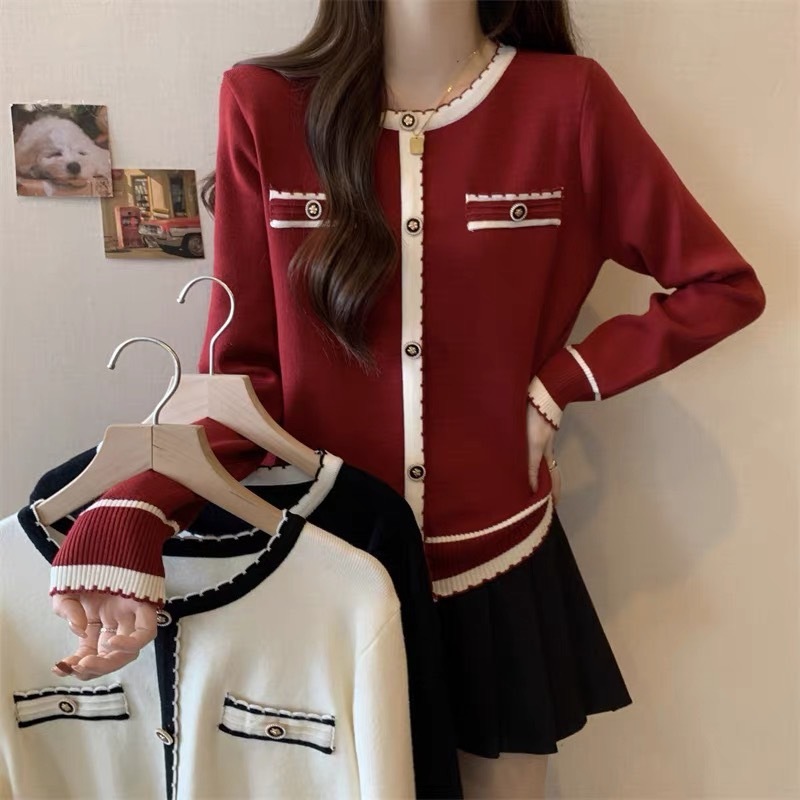 (พร้อมส่งที่ไทย#47323) เสื้อไหมพรมผู้หญิง แขนยาวคอกลม ผ้านิ่ม App