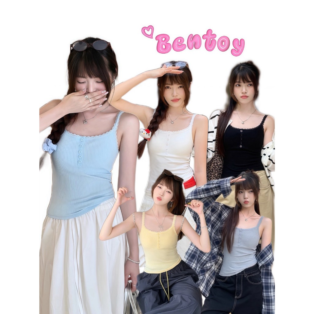 Bentoy พร้อมส่ง(bratop188 )เสื้อสายเดี่ยวมีฟองน้ำ ดีเทลสายลูกไม้ ผ้านุ่มใส่สบายมาก สีสวยลุคคนหนูมาก งานดูแพง