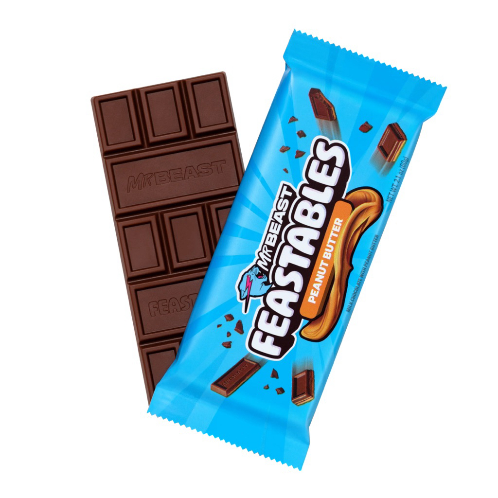 Tแท้ พร้อมส่ง Mr.beast chocolate peanut butter 60g. ช็อกโกแลตมิสเตอร์บีส รสบีนัทบัตเตอร์