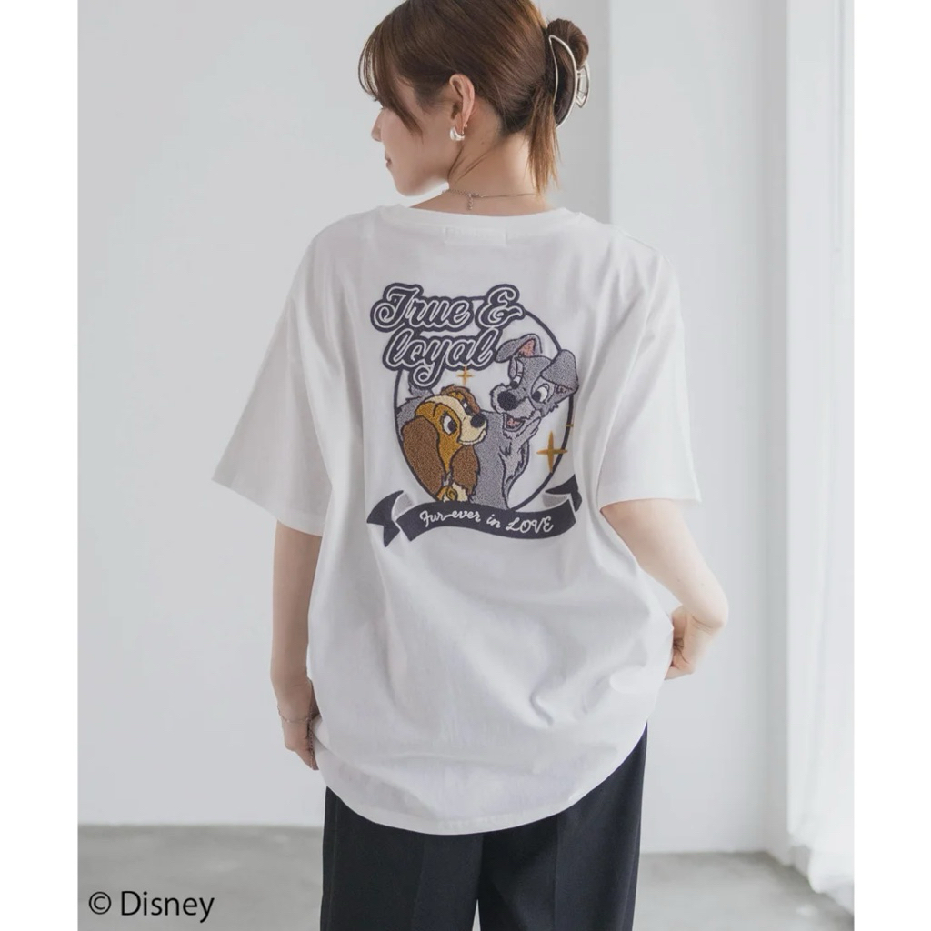 ของแท้ พร้อมส่ง เสื้อยืดดิสนีย์ เลดี้ สีขาว Disney lady and the tramp