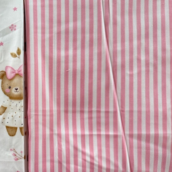 ผ้าคอตตอน 100% คอตตอนทอทวิล ผ้าเมตร ตัดขายเป็นเมตร ผ้าหน้ากว้าง 1.6 เมตร พิมพ์ลาย Bear cute