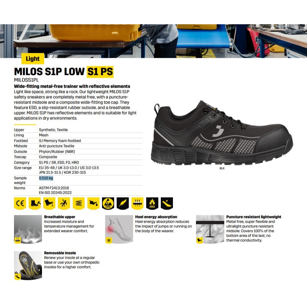 SAFETY JOGGER حذاء سلامة MILOS S1P منخفض — صورة 2