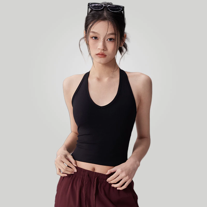 GymHub เสื้อกล้ามสปอร์ตคล้องคอ มีแผ่นรองอก สำหรับโยคะ thumbnail 9