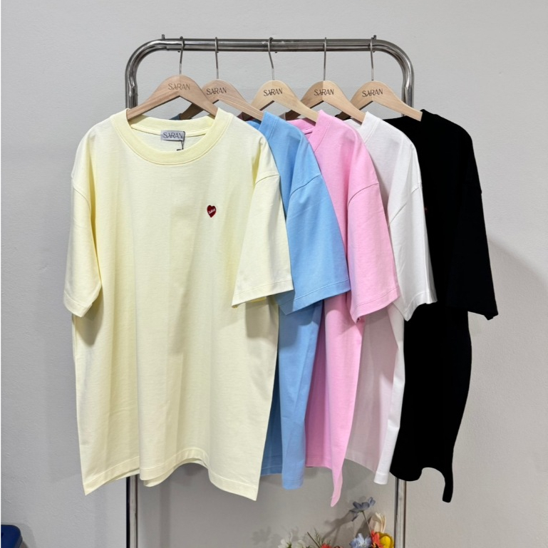 SR14 SARAN เสื้อยืดOversize ปักหัวใจ