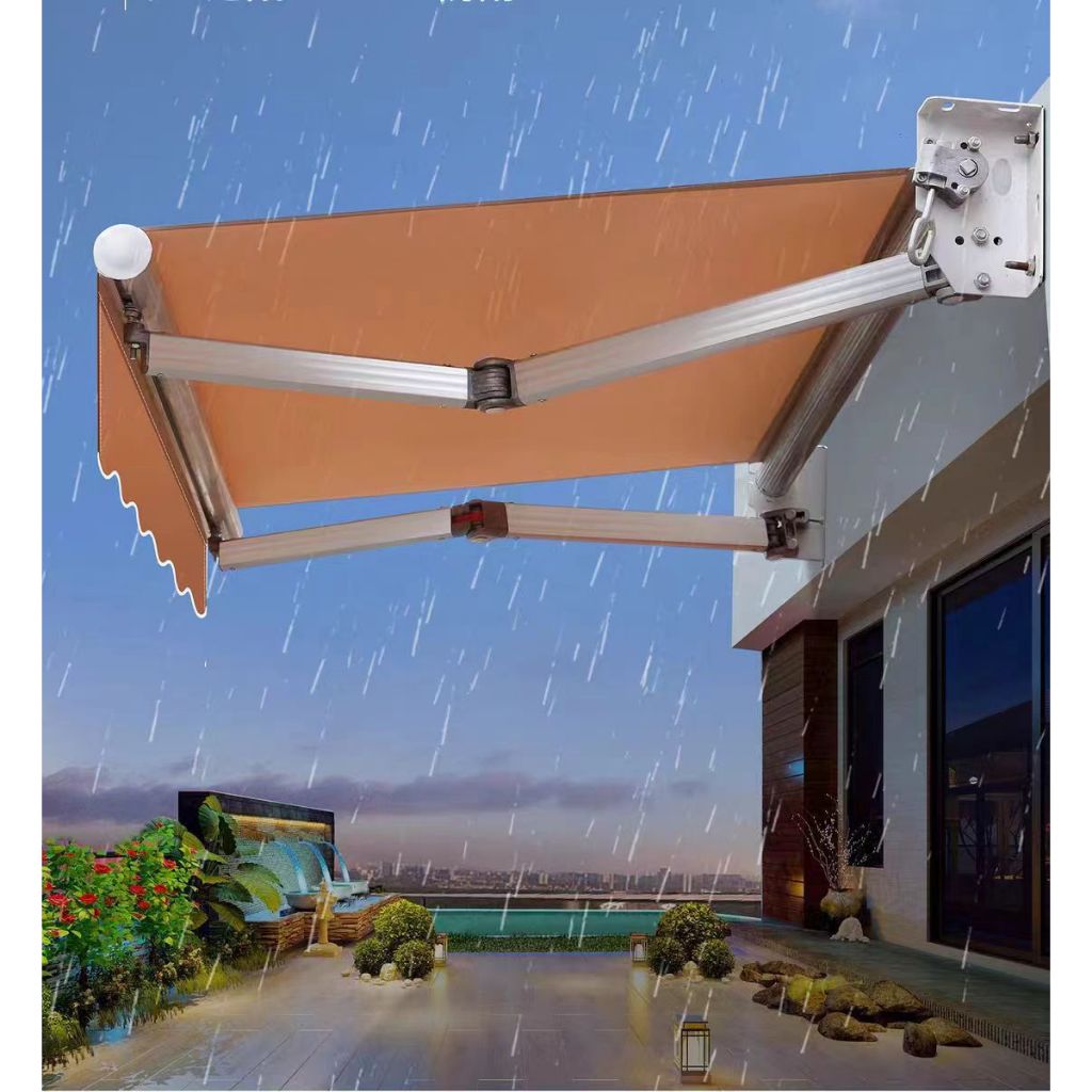 New กันสาดพับเก็บได้ นสาดปรับได้ มือหมุน กัน สาด พับ เก็บ กันน้ำสูง ขาตั้งอลูมิเนียมอัลลอยด์ ตัวหนาและเพิ่มหนา แข็งแรงแล - รูปที่ 6