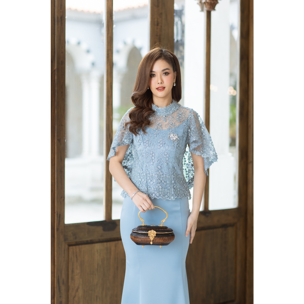 CHANIDA ชุดเซตเสื้อและกระโปรง ชุดแม่เจ้าบ่าว แม่เจ้าสาว เจ้าภาพออกงาน ทรงสวย ตรงปก ผ้าลูกไม้คุณภาพ (รหัส8313) *ราคาทั้งช - รูปที่ 5