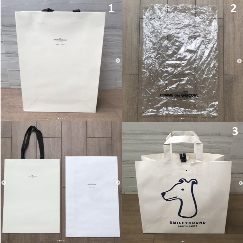 ถุง ถุงกระดาษ แบรนด์ JBB , Comme des GARCONS , SMILEYHOUND ของแท้ ใบใหญ่ ถุงพลาสติก สวยหรูมาก สภาพให