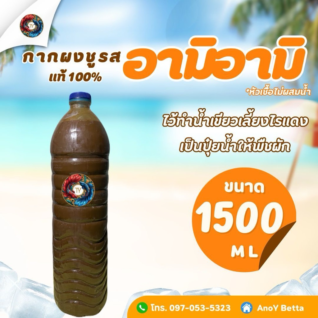 อามิอามิ กากผงชูรสแท้100% ขนาด 1.5 ลิตรไว้ทำน้ำเขียวเลี้ยงไรแดง
