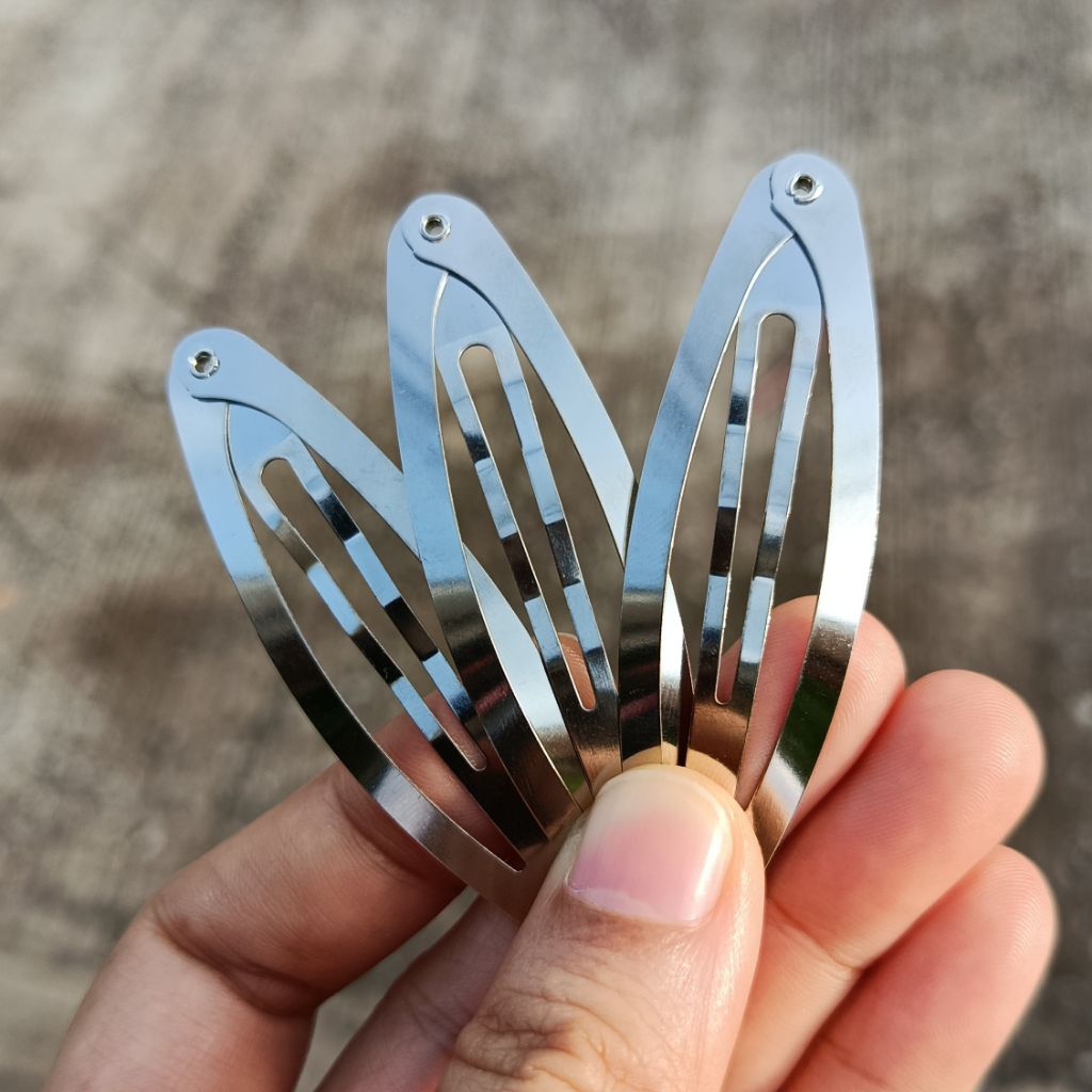 กิ๊บติดผมทรงรี ขนาด 7 ซม. สีเงิน สำหรับ DIY ชุด 10 ชิ้น พร้อมส่งค่ะ - รูปที่ 2