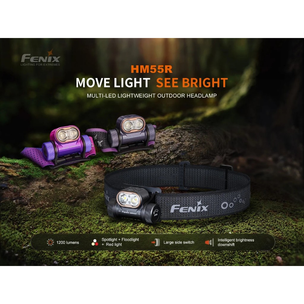 ไฟฉายคาดหัว  Fenix  HM55R MULT-LED LIGHTWEIGHT OUTDOOR HEADLAMP สินค้าตัวแทนในไทยประกันสามปี