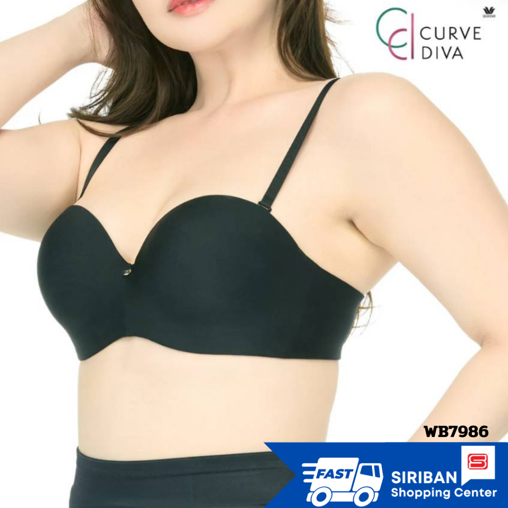 Wacoal Curve Diva รุ่น WB7986 บราเก็บกระชับ เกาะอกมีโครง สาวคัพใหญ่ ถอดสายได้