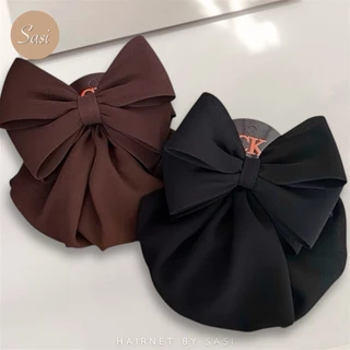 Hairnet/เน็ตติดผม ขนาดกลาง ผ้าชีฟอง โบว์เรียบไม่มีหาง