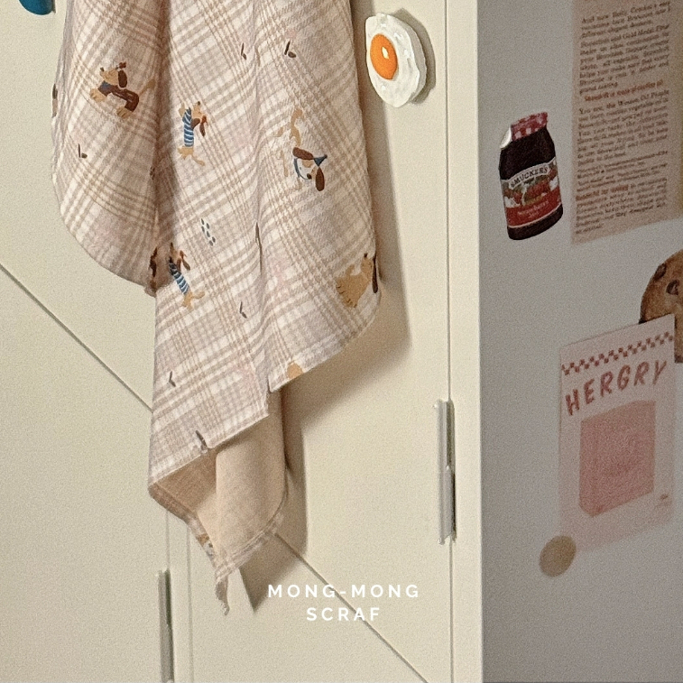 kokiji - Scarf (ผ้าพันคอ ผ้าโพกผม ลายน้องหมา ลายสกอตน้ำตาล)