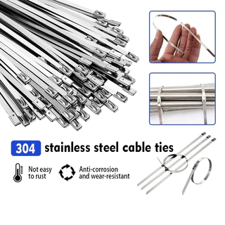 100PCS เคเบิ้ลไทร์สแตนเลส 304 Cable ties Stainless กว้าง 4.6มม. ยาว 150mm-300mm สายรัดเคเบิ้ลไทร์ สายรัดสแตนเลส