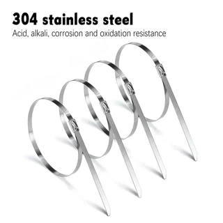 100PCS เคเบิ้ลไทร์สแตนเลส 304 Cable ties Stainless กว้าง 4.6มม. ยาว 150mm-300mm สายรัดเคเบิ้ลไทร์ สายรัดสแตนเลส
