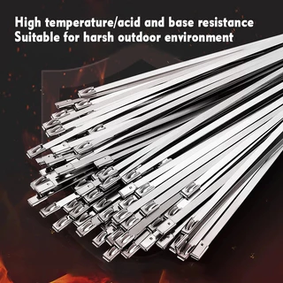 100PCS เคเบิ้ลไทร์สแตนเลส 304 Cable ties Stainless กว้าง 4.6มม. ยาว 150mm-300mm สายรัดเคเบิ้ลไทร์ สายรัดสแตนเลส