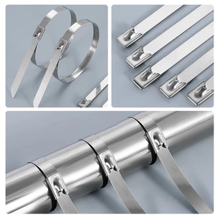 100PCS เคเบิ้ลไทร์สแตนเลส 304 Cable ties Stainless กว้าง 4.6มม. ยาว 150mm-300mm สายรัดเคเบิ้ลไทร์ สายรัดสแตนเลส