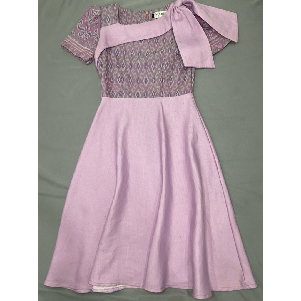 ชุดผ้าไทย สีชมพู size s มือ 2 งาน mabel