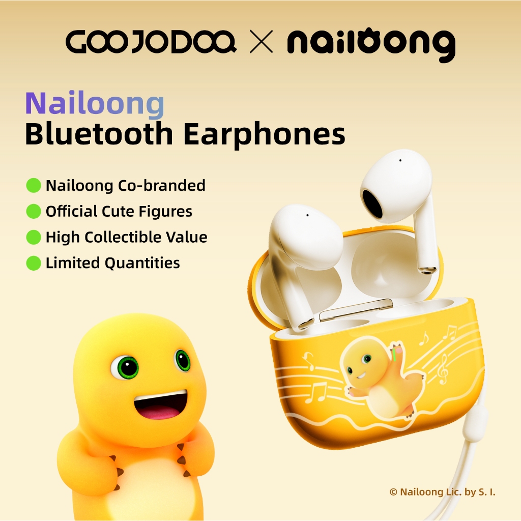 GOOJODOQ J201 หูฟังบลูทูธ Nailoong หูฟัง Bluetooth 5.3 Ipx5 ไมโครโฟนในตัว หูฟังไร้สาย สมาร์ททัช