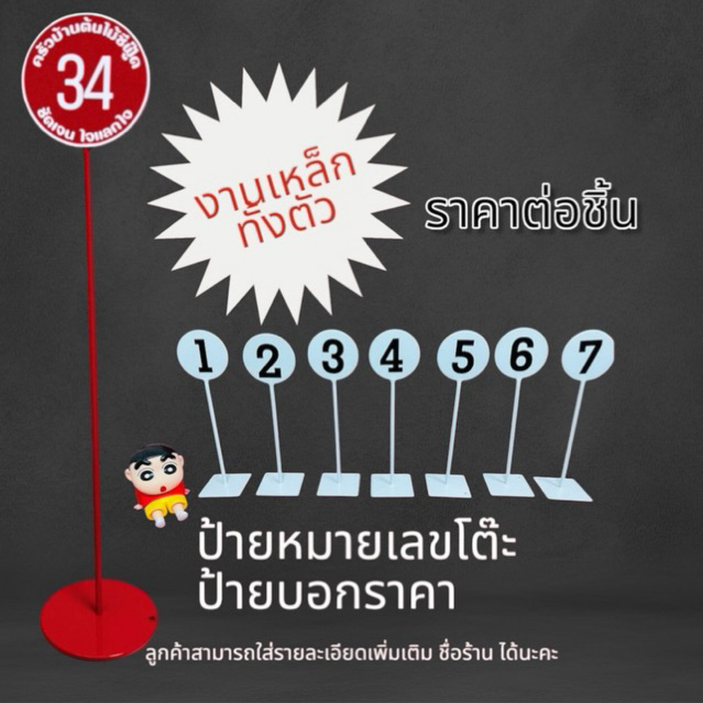 ป้ายตัวเลข ป้ายหมายเลขโต๊ะอาหาร