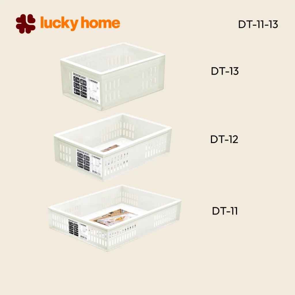 LUCKY HOME ตะกร้า ตะแกรง ถาด กระบะใส่ของสีขาว DT-11,12,13/ สีใส DT-01,02,03