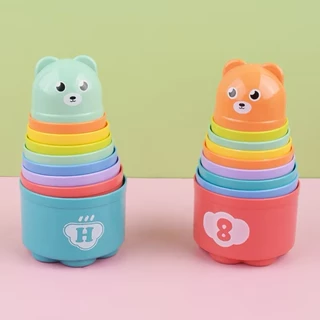 🎈พร้อมส่ง🎈ถ้วยหัดเรียง Stacking Cups เรียนรู้สี ตัวเลข ABC ถ้วยเรียงซ้อน ถุงตาข่าย แบบกล่อง เสริมพัฒนาการ เสริมทักษะ