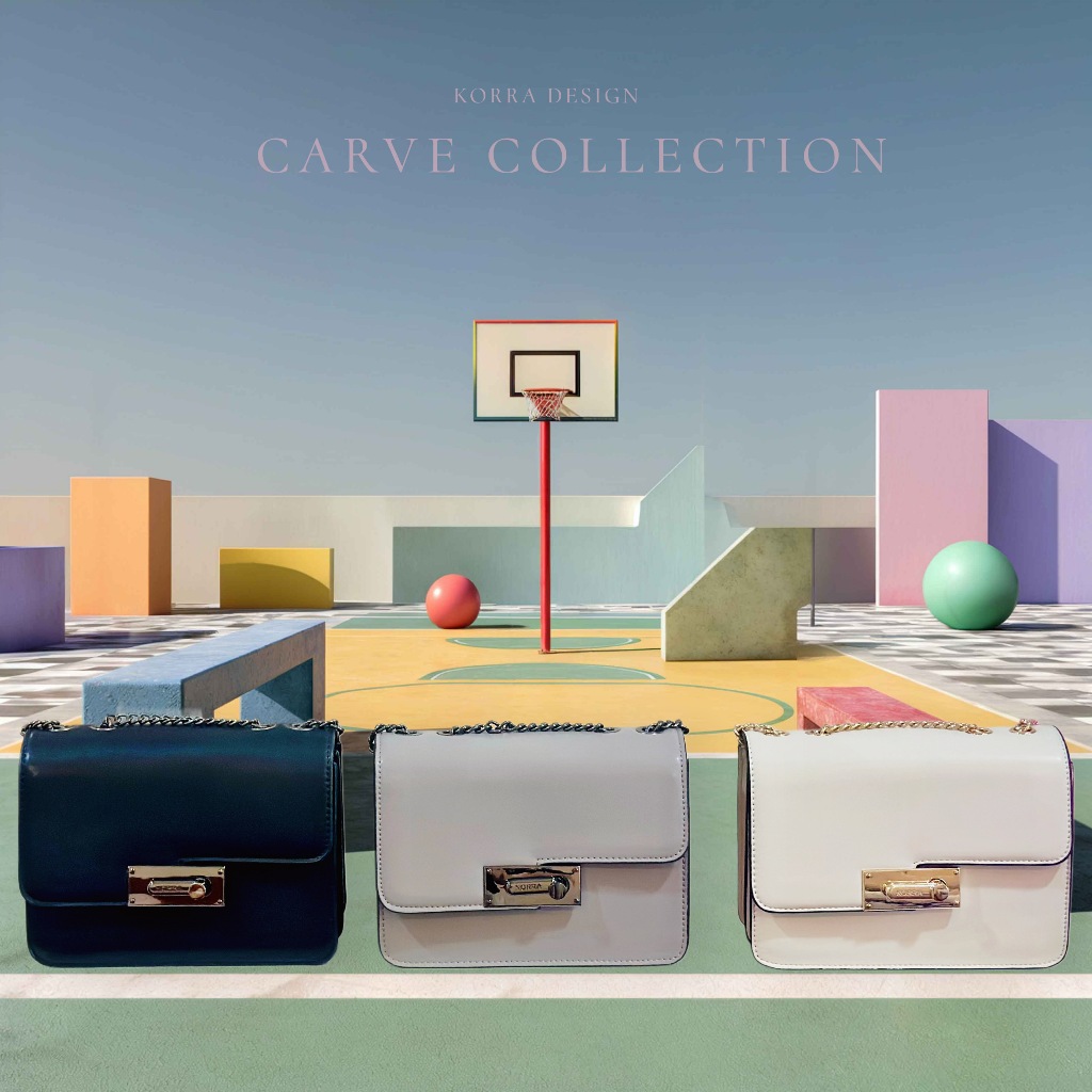 KORRA CARVE BAG คาร์ฟ กระเป๋าสายโซ่ หนังพียูเงา สายปรับได้ มี3สี