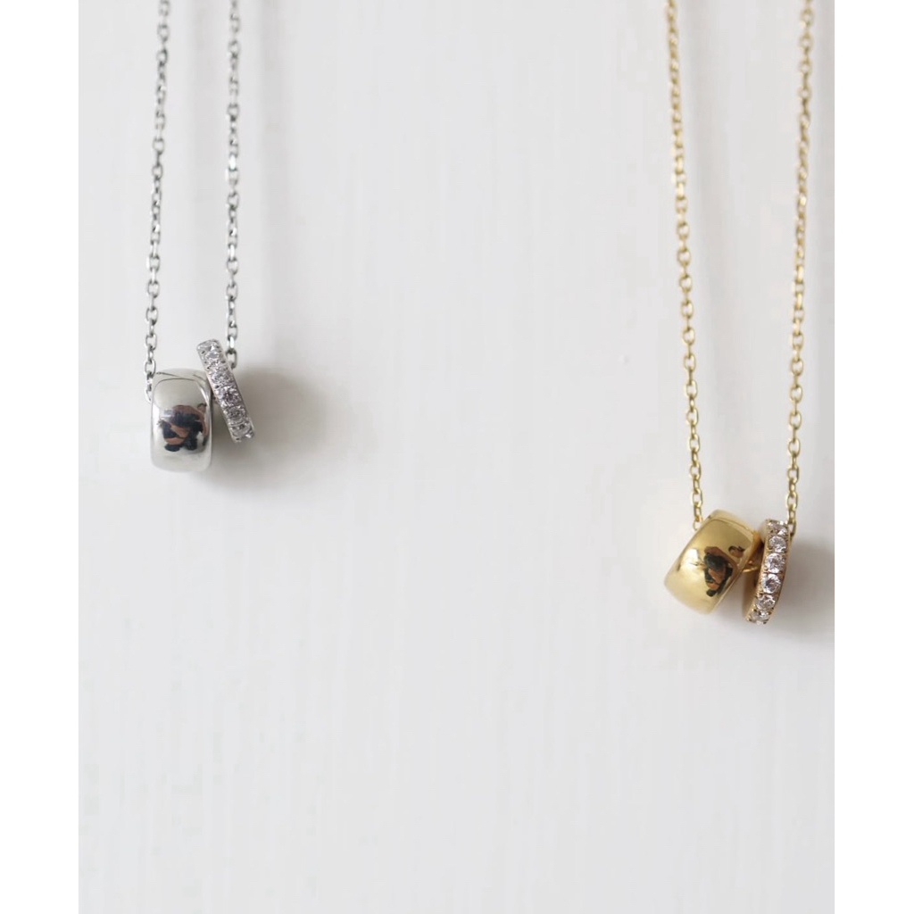A.piece สร้อยคอ Classic combo collection (waterproof) : [stainless steel] Tiny donut necklace