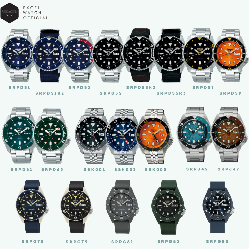 [ Excel Watch ] นาฬิกา SEIKO ไซโก้ 5 SPORTS Resin SRPD51 SRPD53 SRPD61 SSK001 SSK003 SSK005 SRPJ45 SRPJ47 SRPG81 SRPG83