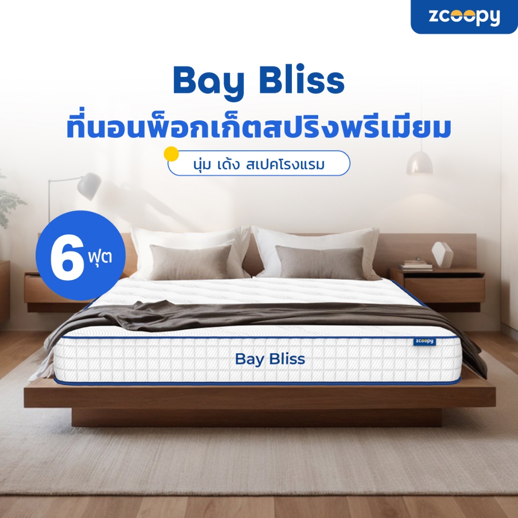 Zcoopy ที่นอนพ็อกเก็ตสปริง สัมผัสนุ่ม แน่น เด้ง ในตัวเดียว พร้อมรองรับสรีระดี บรรเทาอาการปวดหลังรุ่น