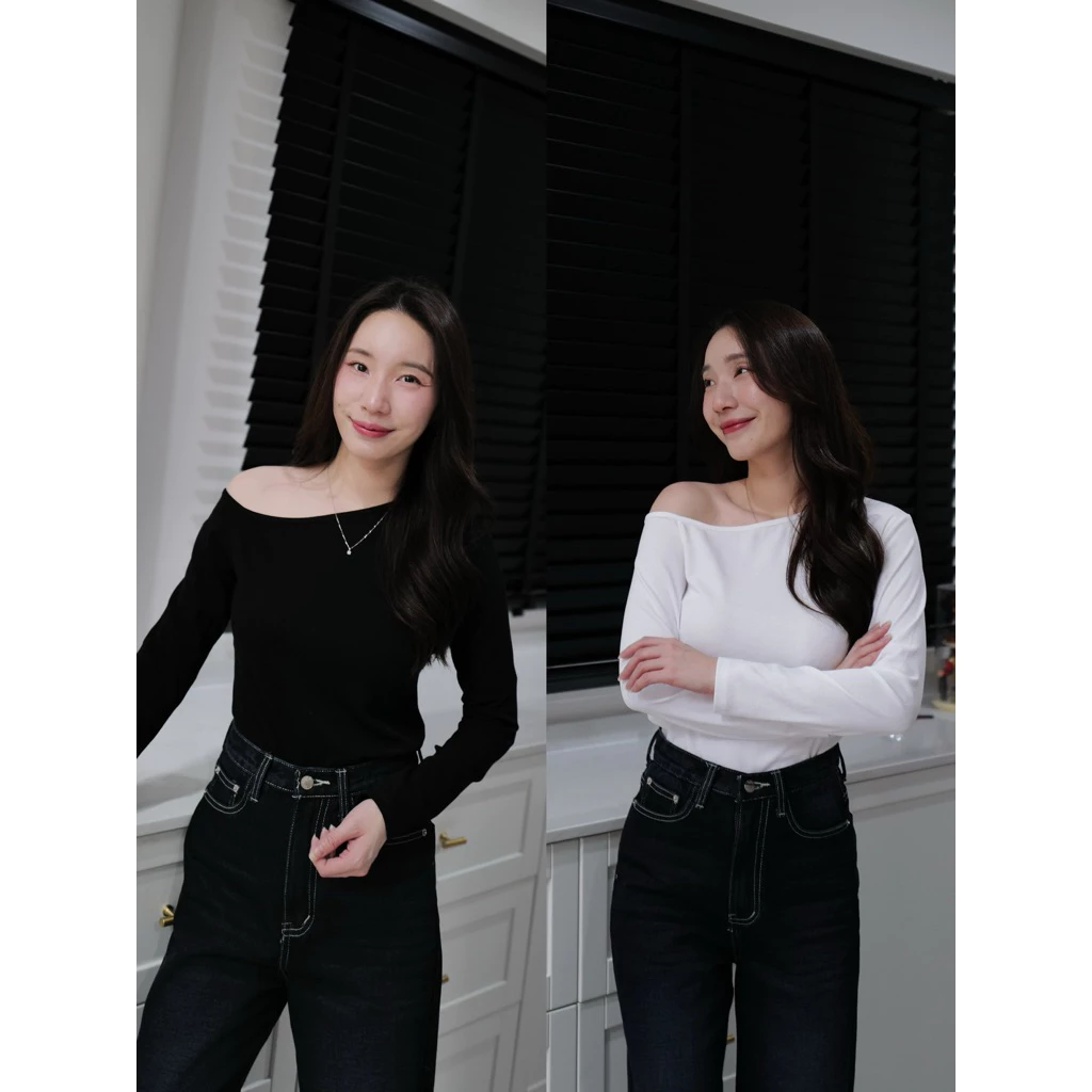 เสื้อแขนยาวไหล่เฉลียง ข้างขวา *ผ้ายู*💓