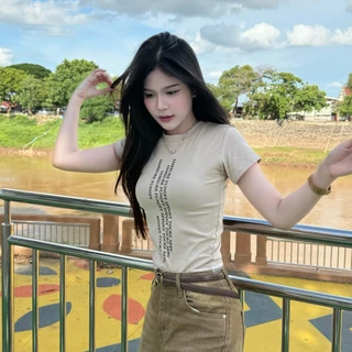 🌈SpinnyHouse🌈เสื้อยืดรัดรูป ผ้ายืดยูนิ เสื้อเข้ารูป พร้อมส่ง สกรีนลายสตรีทสไตล์เกาหลี สาวอวบใส่ได้ รุ่น กิมจิSURE