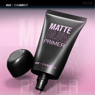 ไพรเมอร์ 4U2 X EVEANDBOY MATTE BLUR PRIMER - PINK PRIMER ไพรเมอร์สีชมพู เบลอผิว คุมมัน ช่วยเติมความชุ่มชื้น ไม่มีซิลิโคน